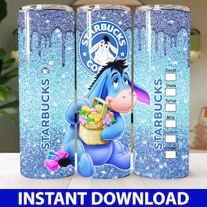 Eeyore Bling Skinny Tumbler PNG, Dlsney Tumbler, Mouse & Friends Winnie The PoohCartoon Tumbler Wrap Sublimation Png Instant Download