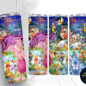 Piglet Skinny Tumbler PNG, Dlsney Magic 20oz Tumbler, Dlsney Winnie The Pooh Cartoon Tumbler Wrap Sublimation Png Instant Download