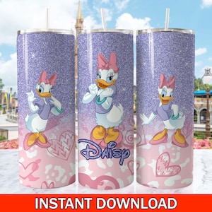 Daisy Duck Bling magere beker PNG, Dlsney Mickey Mouse & Friends-beker, Daisy Cartoon Tumbler Wrap sublimatie Png Instant Download