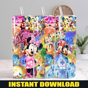 Minnie Mouse Skinny Tumbler PNG, Dlsney Magic 20oz Tumbler, Dlsney Mouse Goofy Donald Cartoon Tumbler Wrap Sublimation Png Instant Download