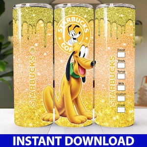Pluto Dog Coffee Skinny Tumbler PNG, Dlsney Mouse Tumbler, Pluto Dog Cartoon Tumbler Wrap Sublimation Png Instant Download