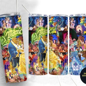 Beauty and The Beast Skinny Tumbler PNG, Dlsney Magic 20oz Tumbler, Dlsney Princess Cartoon Tumbler Wrap Sublimation Png Instant Download