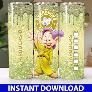 Dopey Dwarf Bling Skinny Tumbler PNG, Dlsney Tumbler, Mouse & Friends Goofy Donald Cartoon Tumbler Wrap Sublimation Png Instant Download