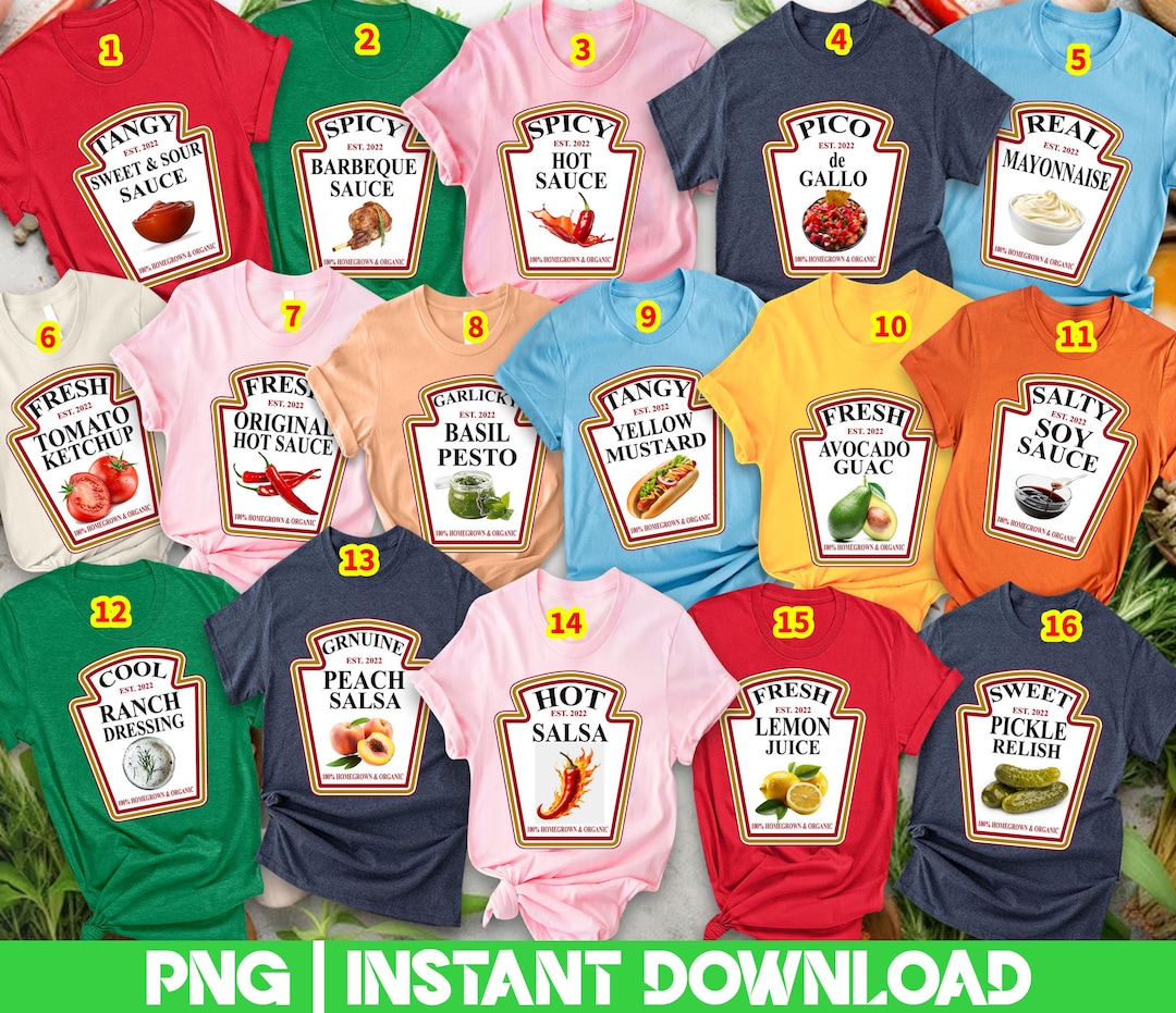 Condiments Constume Condiments Halloween Costume PNG Bundle, Foodie Matching Outfit PNG ...