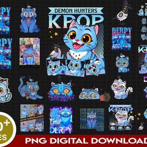 30+ files Kpop Demonn Hunters Png Bundle, Derpy Tiger Bird Demon Hunters Png, Sa-ja Boy, Hun-trix Kpop Band, Cat And Bird, Girl Dinner Png