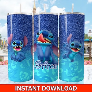 Stitch Dog Bling Skinny Tumbler PNG, Dlsney Mickey Mouse & Friends Tumbler, Stitch Cartoon Tumbler Wrap Sublimation Png Instant Download