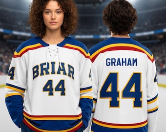 Maglia da hockey Graham 44 della Briar University, maglia fuori dal campus, maglia da football Hockey Romance, felpa Briar U, hockey nel campus