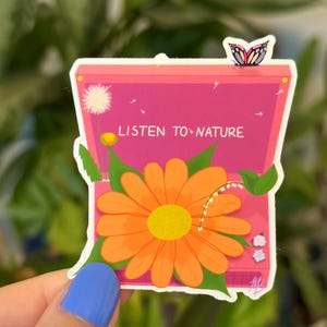 Sticker vinyle brillant pour tourne-disque fleur - Sticker Bullet Journal découpé avec fleur - Sticker découpé fleur - Sticker tourne-disque - Sticker nature
