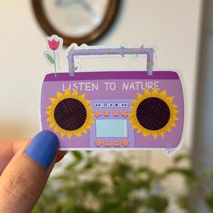 Sticker vinyle brillant Boombox - Sticker scrapbooking découpé - Sticker découpé fleur - Sticker joueur Boombox - Sticker nature Bullet journal