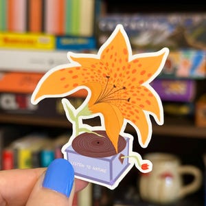 Sticker vinyle brillant gramophone fleur - Sticker journal découpé - Sticker découpé fleur - Sticker tourne-disque - Sticker nature bloc-notes
