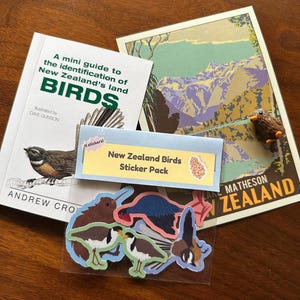 Pack d'autocollants oiseaux de Nouvelle-Zélande - Stickers vinyles brillants - Stickers oiseaux exotiques mignons - Stickers ordinateur portable et journal - Pack d'autocollants oiseaux colorés