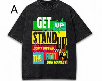 Bob Marley aufstehen Stand Up Mineral Wash Tee | Retro 90er Jahre Streetwear Grafikhemd