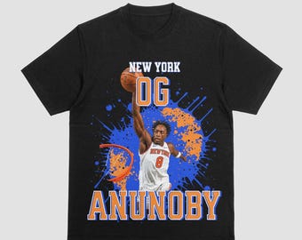 OG Anunoby New York Basketball Graphic Tee, Vintage Acid Wash Shirt