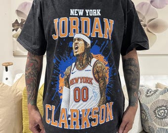 Jordan Clarkson Grafik-T-Shirt | Vintage Mineral Wash Basketball Bekleidung Unisex