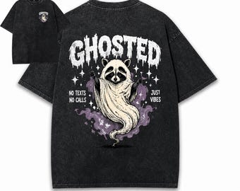 Ghosted Raccoon Ghost Shirt | Acid Wash & Comfort Colors | Spooky Vintage Graphic Tee