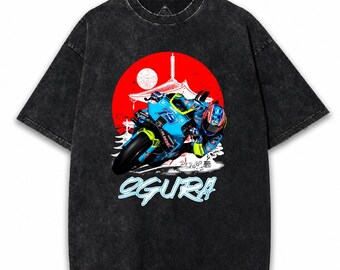 Ai Ogura Racing Shirt, Trackhouse Aprilia Graphic Tee, Mineral Wash Motorcycle T-Shirt