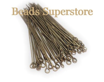 100pcs, 50mm 2 Inch Antique Bronze Eye Pins, Nickel and Lead Free
