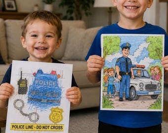 Kids Coloring Bundle Police Pages Printable Homeschool Activities