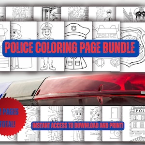 21 Police Coloring Pages for Kids | Instant DIGITAL Download Printable Police Officer & Car Activity Bundle | Birthday Party Activity