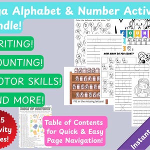 Alphabet and Number Learning Bundle: Tracing, Coloring, Games - 225 pages included! (Digital Download)