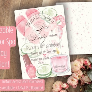 Birthday Party Invitation | Spa Day Party Invite | Spa Birthday | DIGITAL DOWNLOAD | Customized PDF & Printing Available