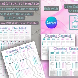 Editable Cleaning Schedule | Daily, Weekly, Monthly and more! | Cleaning Planner | DIGITAL DOWNLOAD | 2 Sizes & 2 Orientations Included!