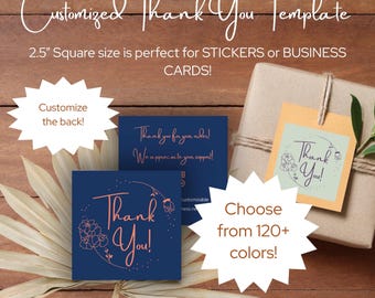 Digital Download Customized Small Business Cards Thank You Stickers Logo