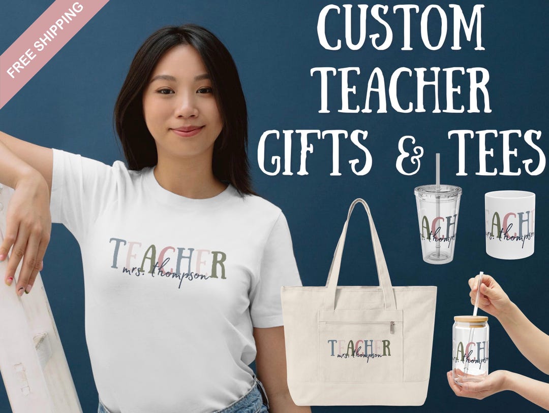 Custom Teacher Name Gift End of Year Educator Present Teacher ...