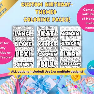 Custom Name Birthday Coloring Page | Personalized Party Favor | Printable Digital Download for Kids | DIY Birthday Coloring Fun