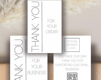 Digital Download Customizable Small Business Simple Thank You Cards Modern