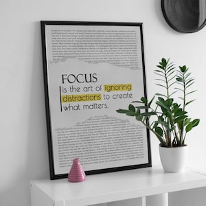 Focus Is The Art Poster Productivity Art Print Office Decor Minimalist Focus Wall Art Digital Download for Office and Home