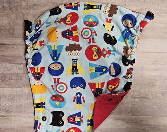 Tula Baby Carrier Replacement  Hood - Old School with Metal Snaps Super Hero Kids  Red Blue