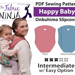 Patrón PDF: Patrón de costura de superposición de funda deslizante Happy Baby Onbuhimo - Reversible - Apertura de etiqueta - Cremallera para capucha