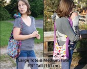 PDF Pattern: Infinity Tie Strap Tote Bag Large Mom Bag and Medium. Fits adults and teens. Adjustable Cross body or shoulder strap.