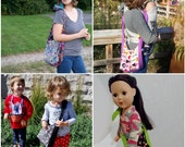 PDF Pattern: ALL SIZES Infinity Tie Strap Tote Bag Large, Medium, Small/Child, and 18" & 16" Doll Shoulder and cross body purse
