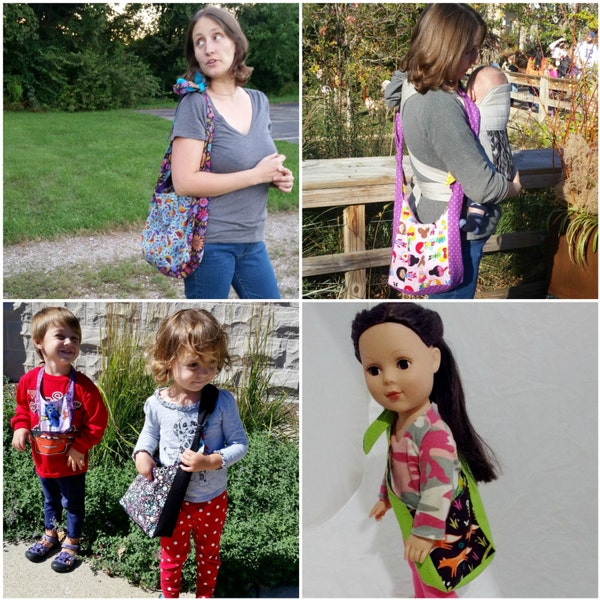 PDF Pattern: ALL SIZES Infinity Tie Strap Tote Bag Large, Medium, Small/Child, and 18" & 16" Doll Shoulder and cross body purse