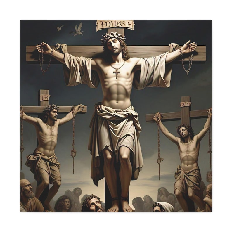 Religious Wall Art, Jesus Crucifixion Canvas, Renaissance Style Painting, Christian Home Decor, Spiritual Gift, Faith Artwork image 1