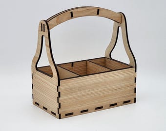 Wooden Basket (medium) with Dividers | Laser Cutting Files - Digital Download