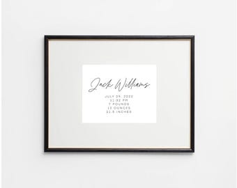 Minimalist Baby Birth Stats Print, Custom Nursery Wall Art, Personalized Baby Shower Gift, Custom New Baby Print, Hospital Birth Info Print