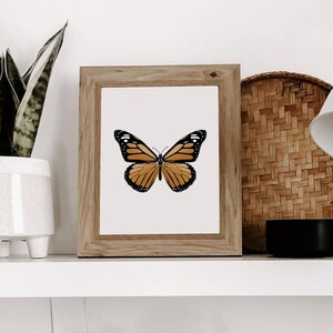 Monarch Butterfly Art Print, Vintage Butterfly Illustration, Modern Butterfly Drawing, Kids Bedroom Decor, Mailed Print, Boho Butterfly Art