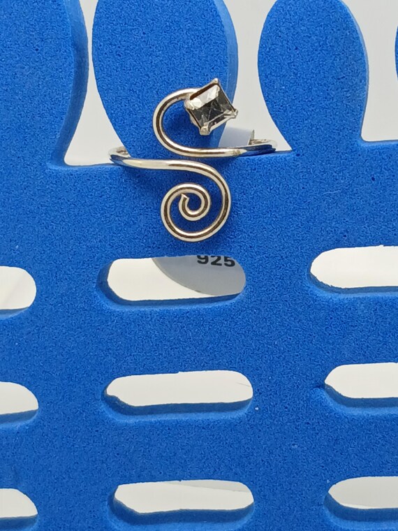 Sterling Silver Rhinestone Toe Ring: Adjustable, … - image 1