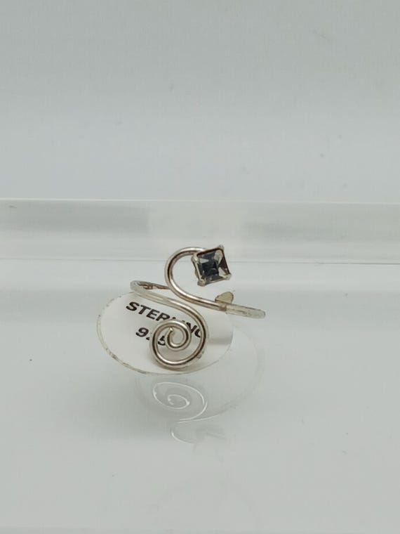 Sterling Silver Rhinestone Toe Ring: Adjustable, … - image 2