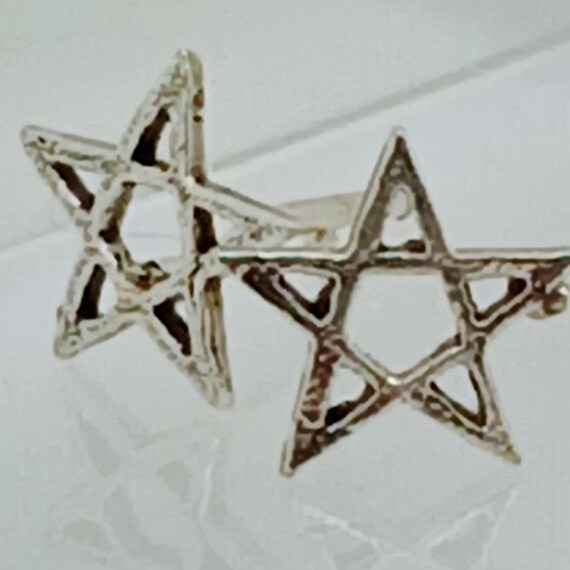 Sterling Silver 925 Pentagram Star Stud Earrings Textured Celestial Wiccan Goth