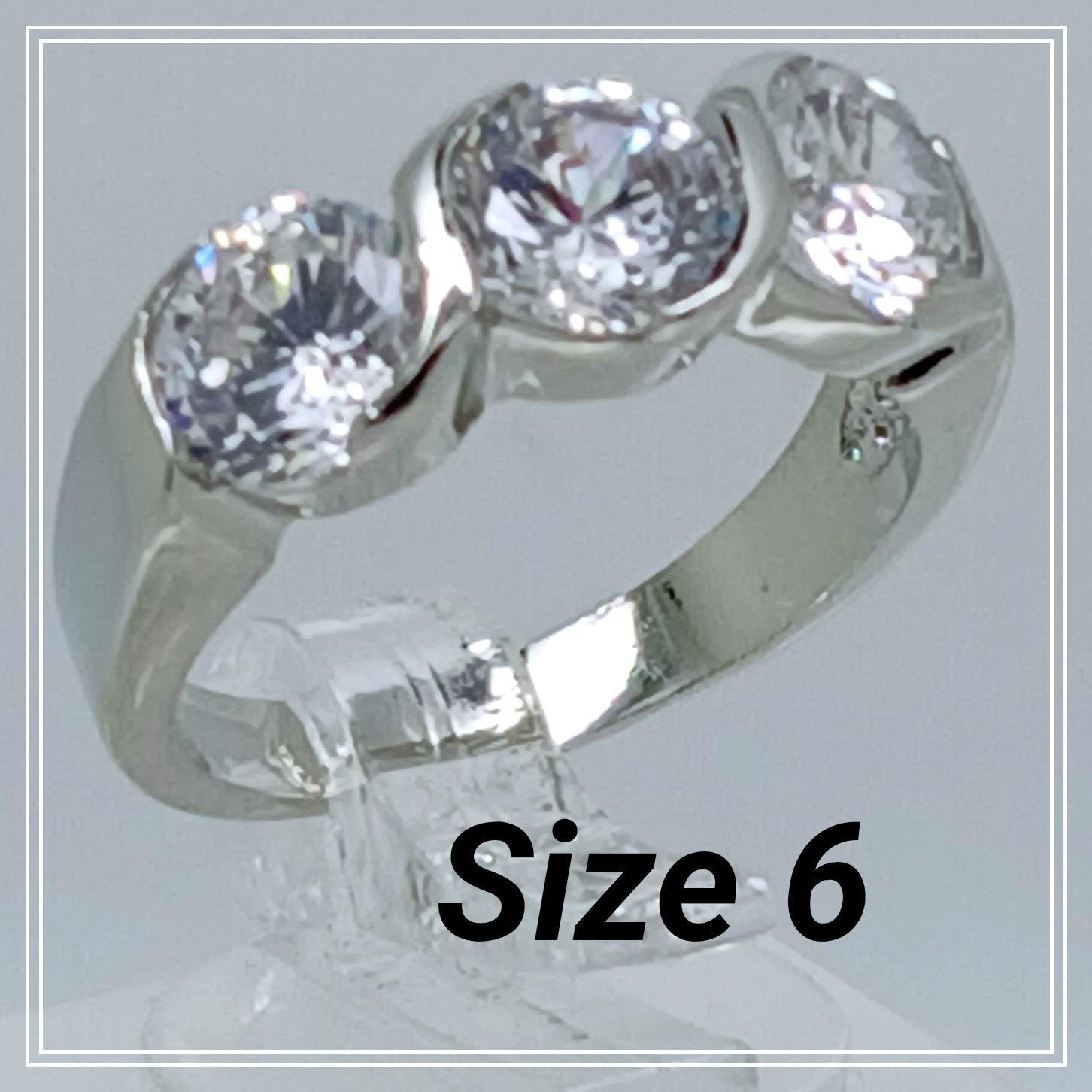 Three Stone Engagement Ring Cubic Zirconia - Etsy