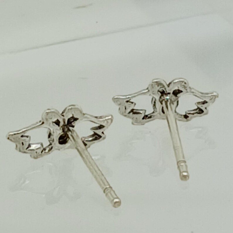 Pendientes vintage de plata de ley con cristales azules y alas de ángel, joyería etérea. imagen 11