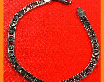 Vintage 1990s Italian Sterling Silver 925 Mariner Anchor Link Bracelet 7in 7.2g