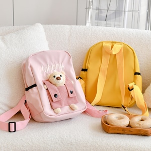 Sac à dos personnalisé pour tout-petit avec nom personnalisé, Adorable cartable pour enfants, Idée cadeau pour la rentrée scolaire, Joli ours en peluche, Sac de voyage pour enfants