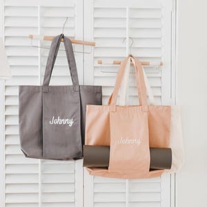 Personalized Yoga Mat Bag for Her,yoga tote bag, Yoga party favors,Yoga Mat holder bag, Yoga Bag with Holder,cofriendly canvas yoga bag