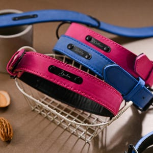 Collar de perro de cuero liso grabado, collar de perro personalizado, collar de perro de cuero PU con nombre, etiqueta de identificación personalizada para mascotas, regalos para mascotas, collar de perro