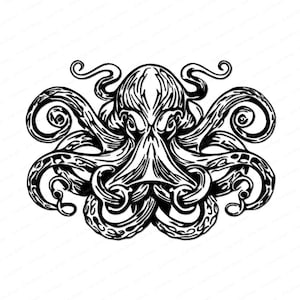 Octopus SVG - Realistic Tentacles Vector File, Octopus Kraken svg, Ocean Animals Marine Sea Life Theme, Easy Weed Cricut Digital Download